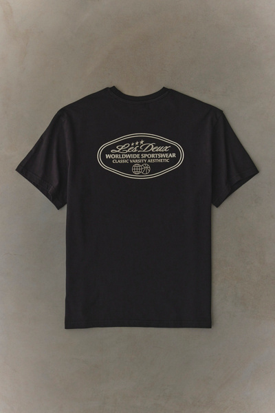 Les Deux Worldwide Graphic Tee in Black, Men's at Urban Outfitters