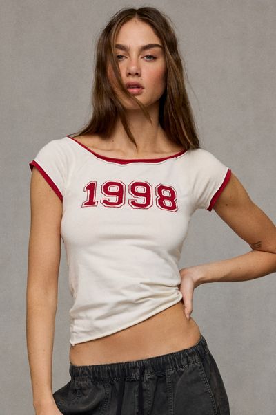 T-shirt bébé à encolure bateau avec appliqué graphique 1998