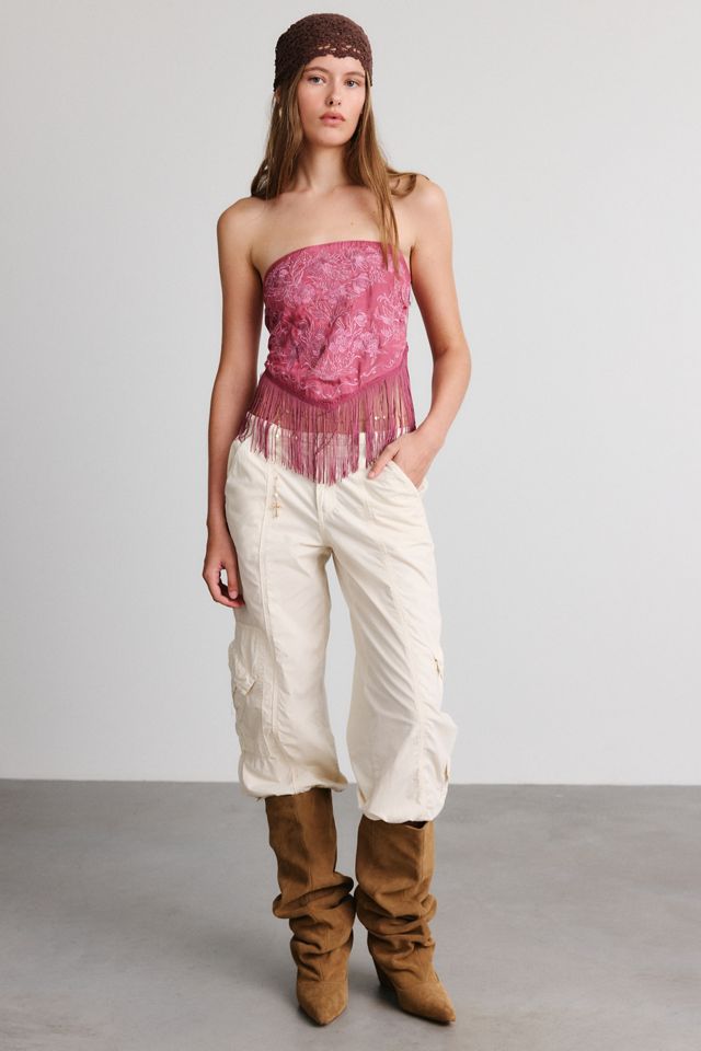 Kimchi Blue In The Rain Embroidered Lurex Fringe Tube Top #3
