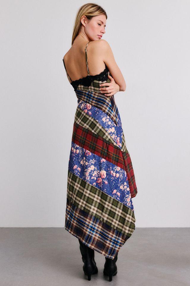 BDG Plaid About You Asymmetric Hanky Hem Midi Dress #2