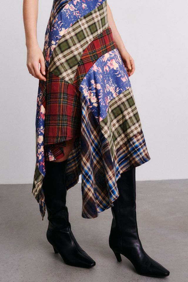BDG Plaid About You Asymmetric Hanky Hem Midi Dress #3