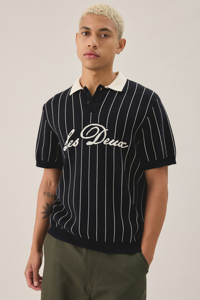 Les Deux Pinstripe Short Sleeve Sweater