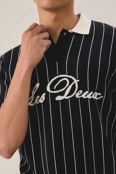 Les Deux Pinstripe Short Sleeve Sweater