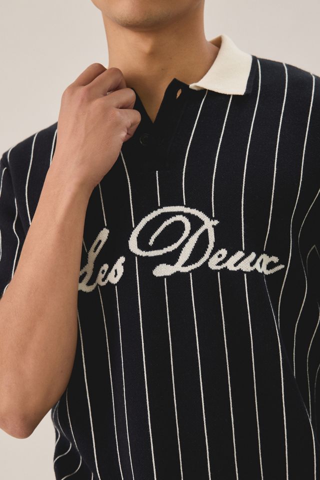 Les Deux Pinstripe Short Sleeve Sweater #3