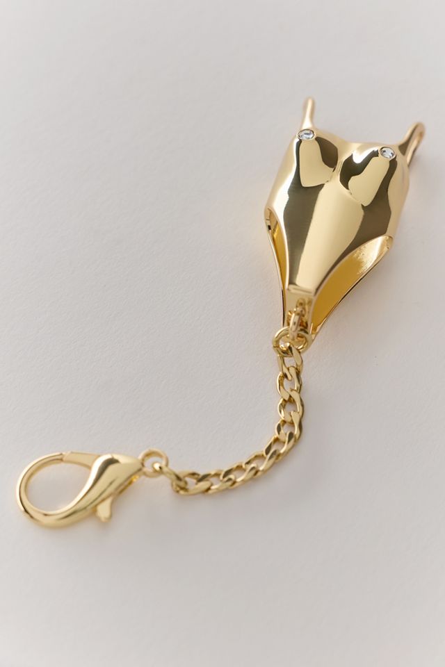 Edie Parker Gold One-Piece Swimsuit Lighter Holder Keychain #1