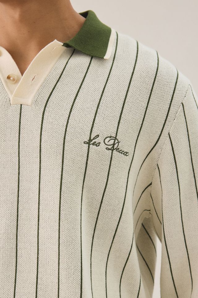 Les Deux Striped Melange Rugby Polo Shirt #1