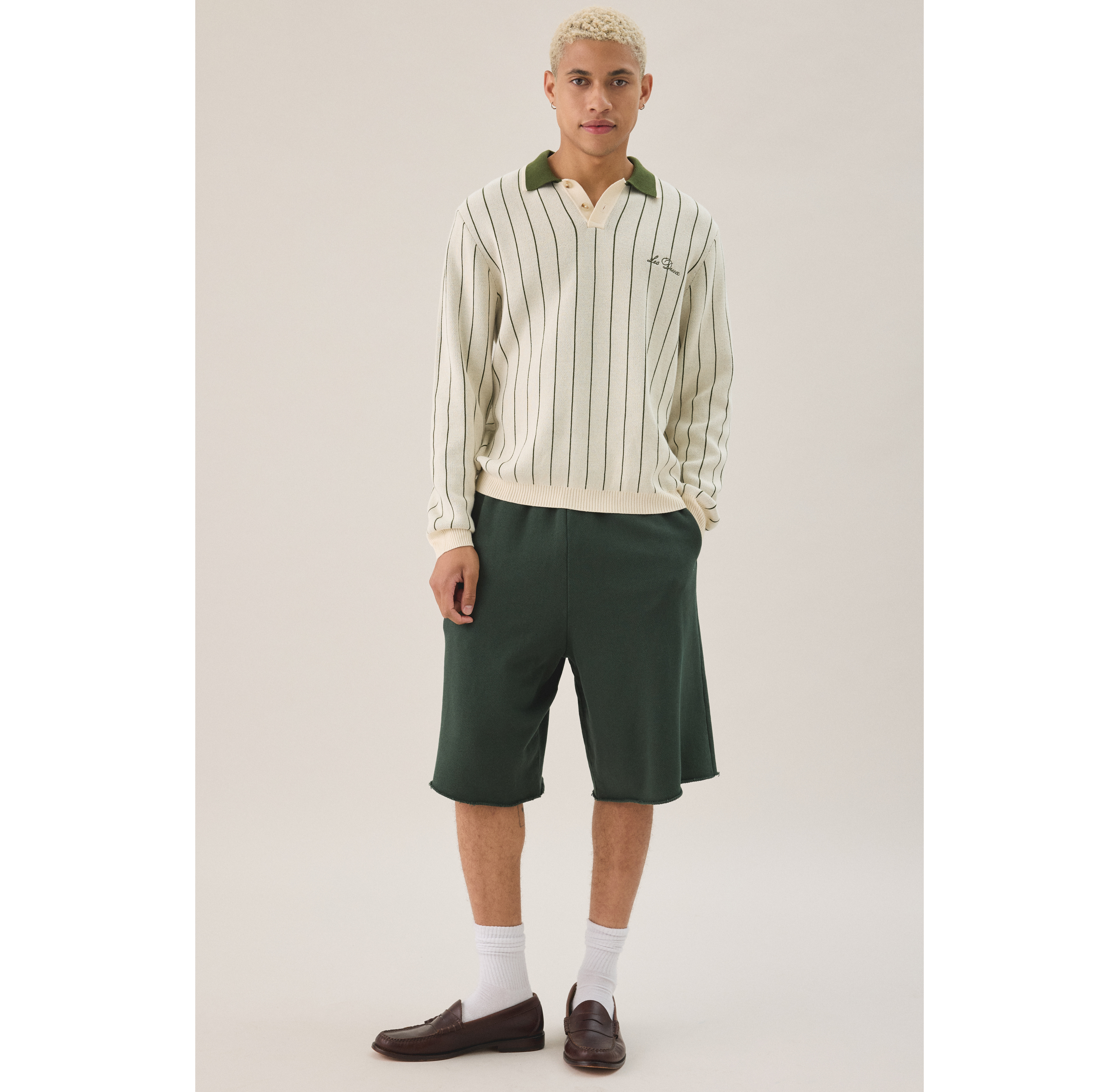 Les Deux Striped Melange Rugby Polo Shirt