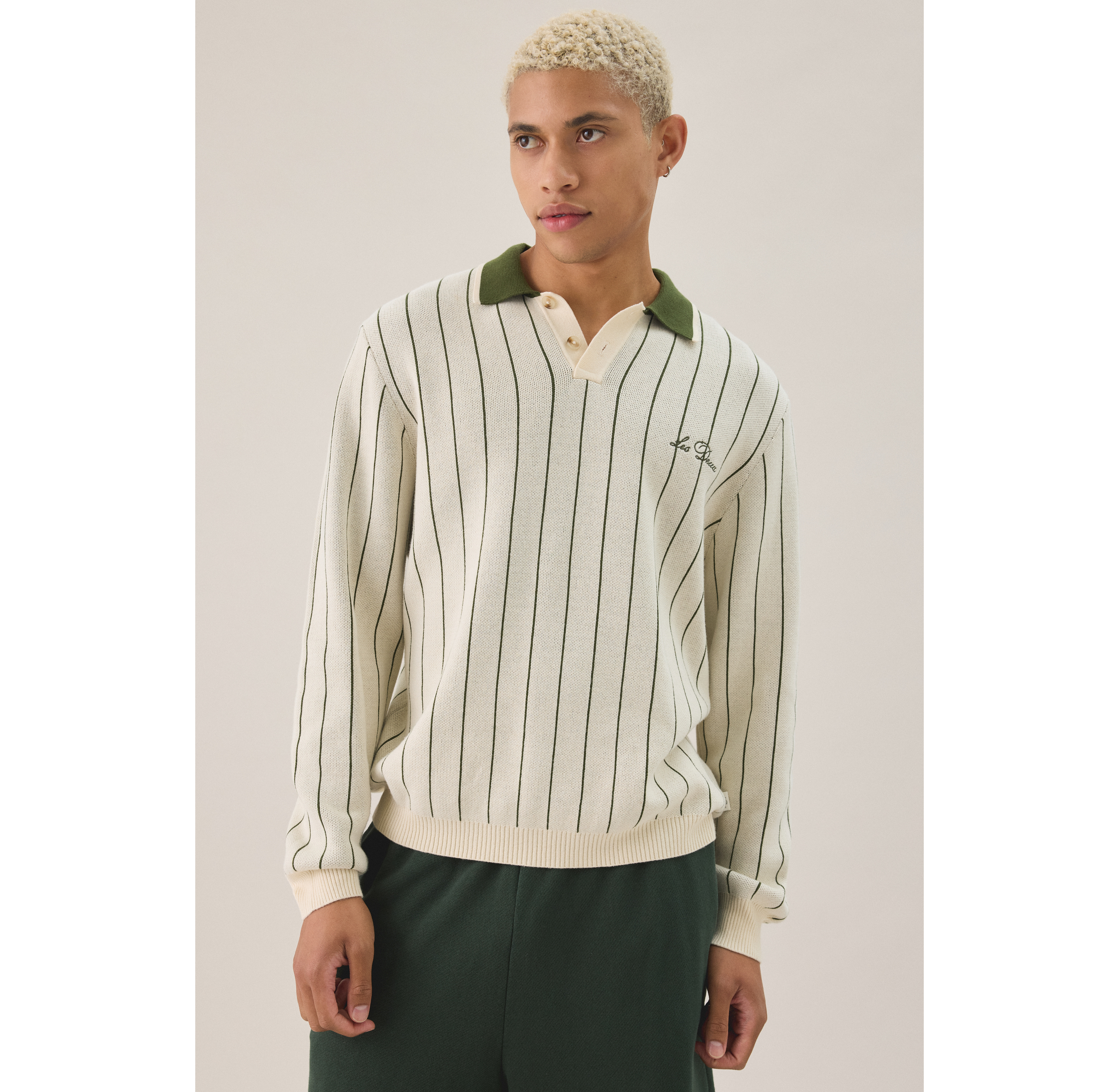 Les Deux Striped Melange Rugby Polo Shirt