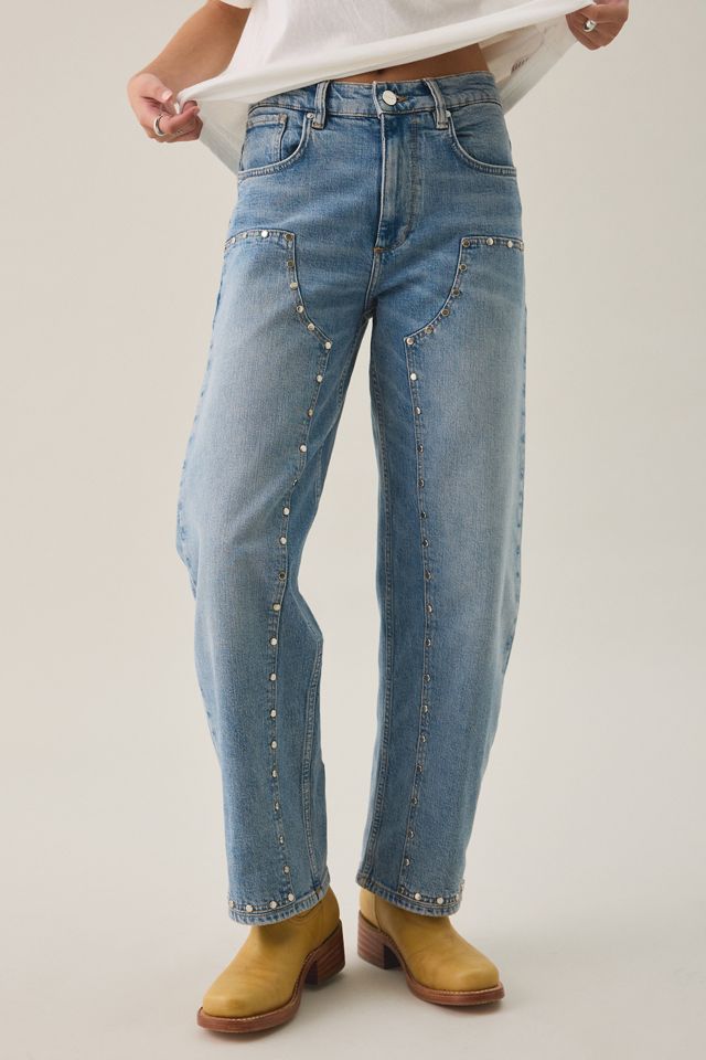 AllSaints Sadie Studded High-Rise Barrel Leg Jeans #1