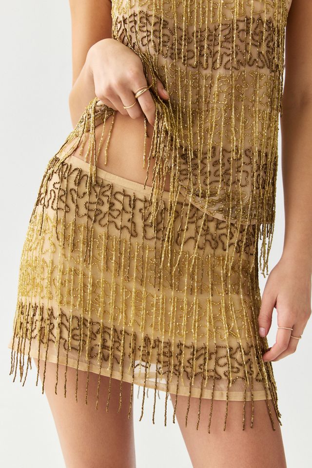 Kimchi Blue Stargirl Beaded Fringe Mini Skirt #2