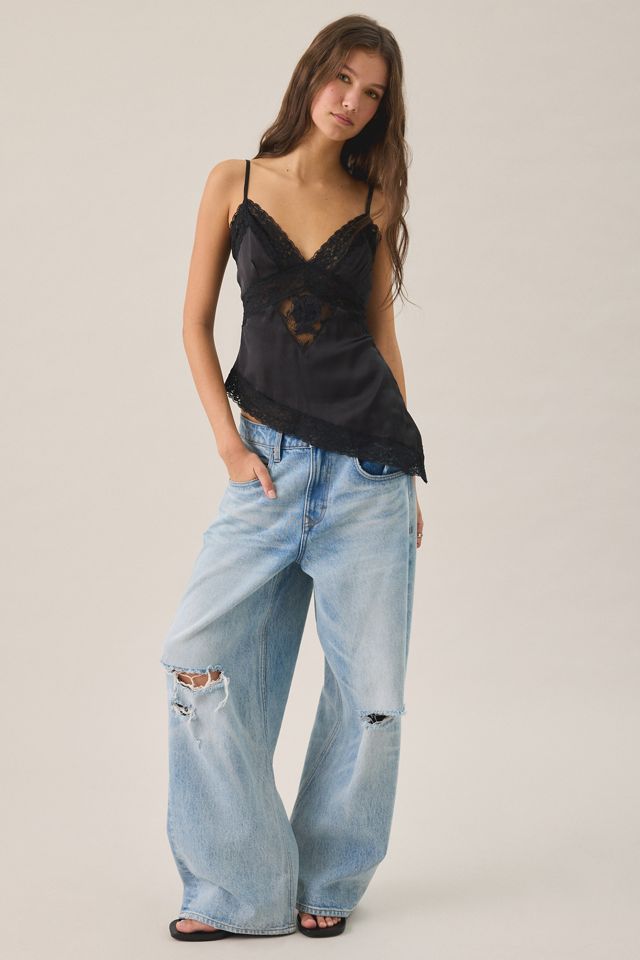 Kimchi Blue Florrie Asymmetric Lace Trim Satin Cami #1