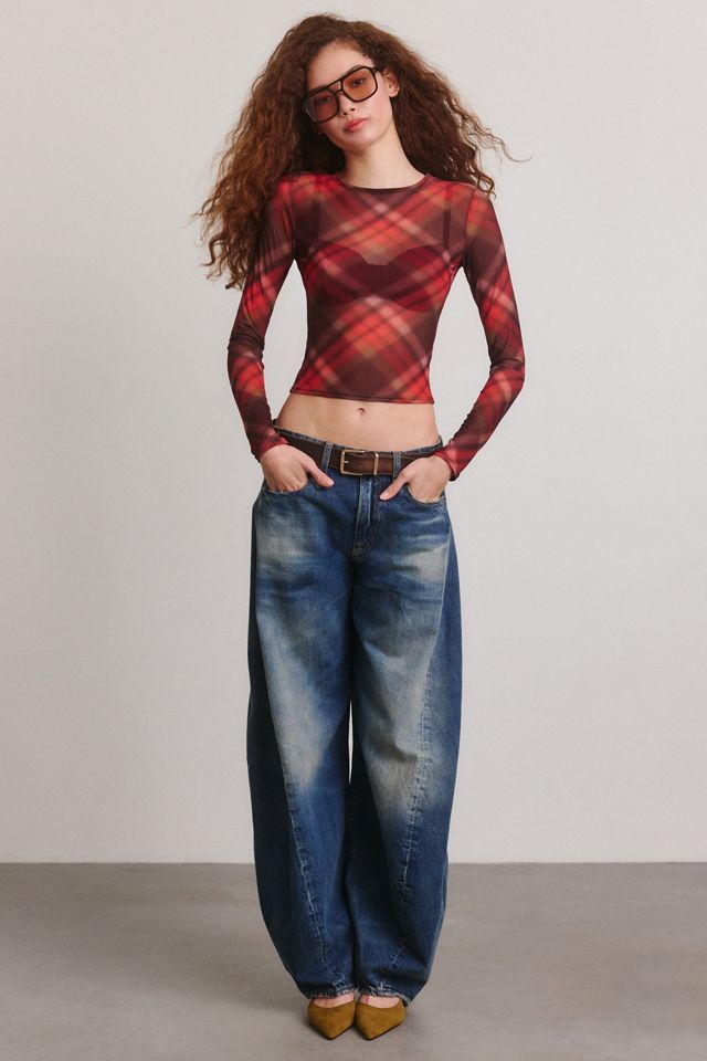UO Rea Long Sleeve Sheer Mesh Baby Tee #1