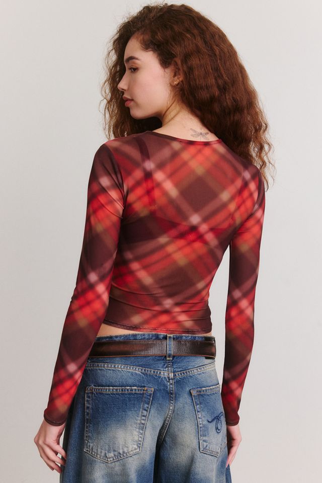 UO Rea Long Sleeve Sheer Mesh Baby Tee #4