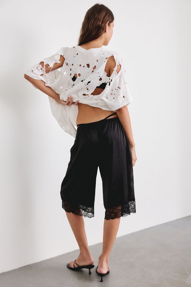 Kimchi Blue Tierra Lace Trim Satin Long Shorts #3