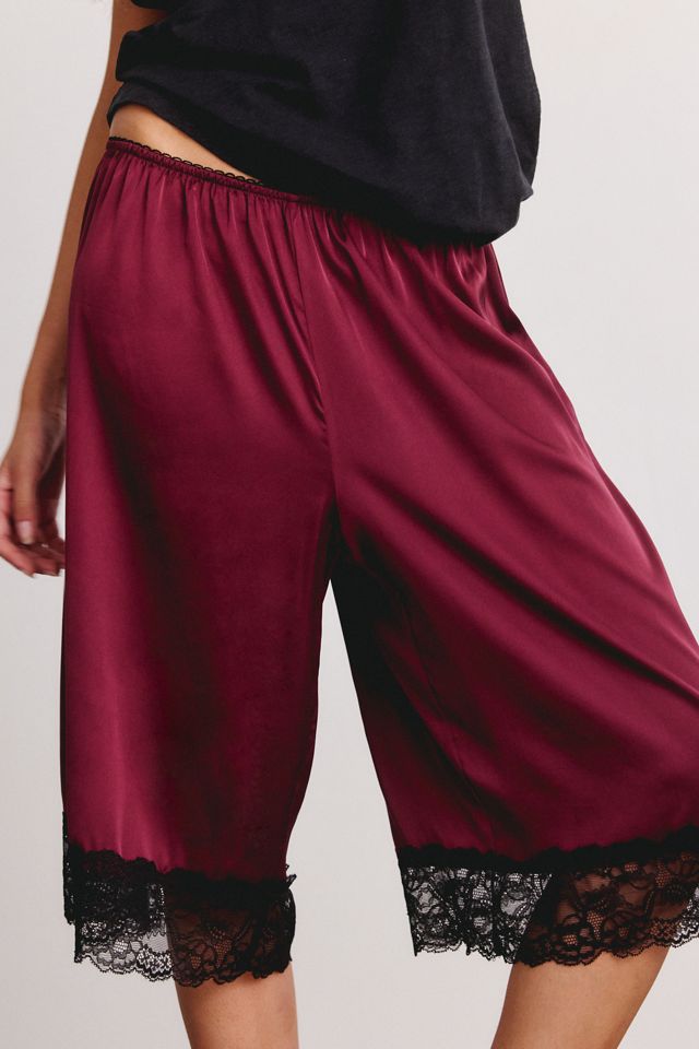 Kimchi Blue Tierra Lace Trim Satin Long Shorts #1