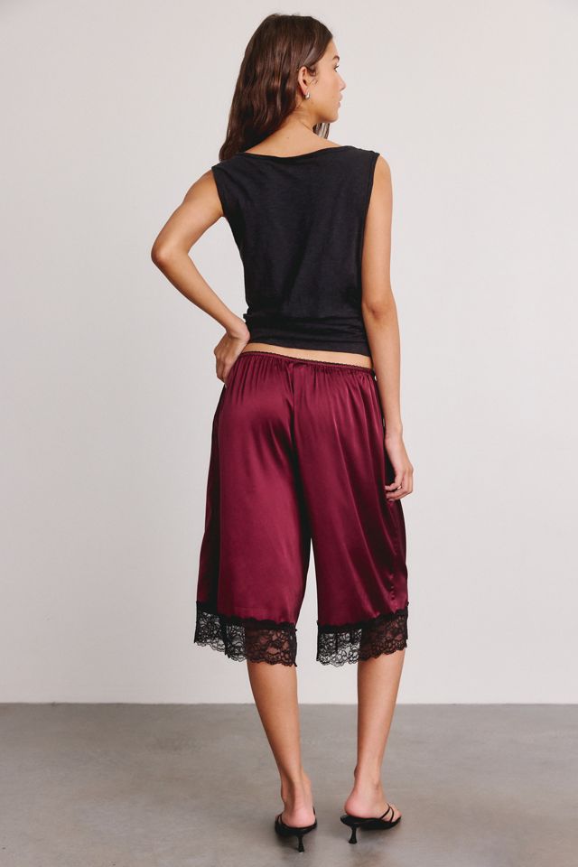 Kimchi Blue Tierra Lace Trim Satin Long Shorts #3
