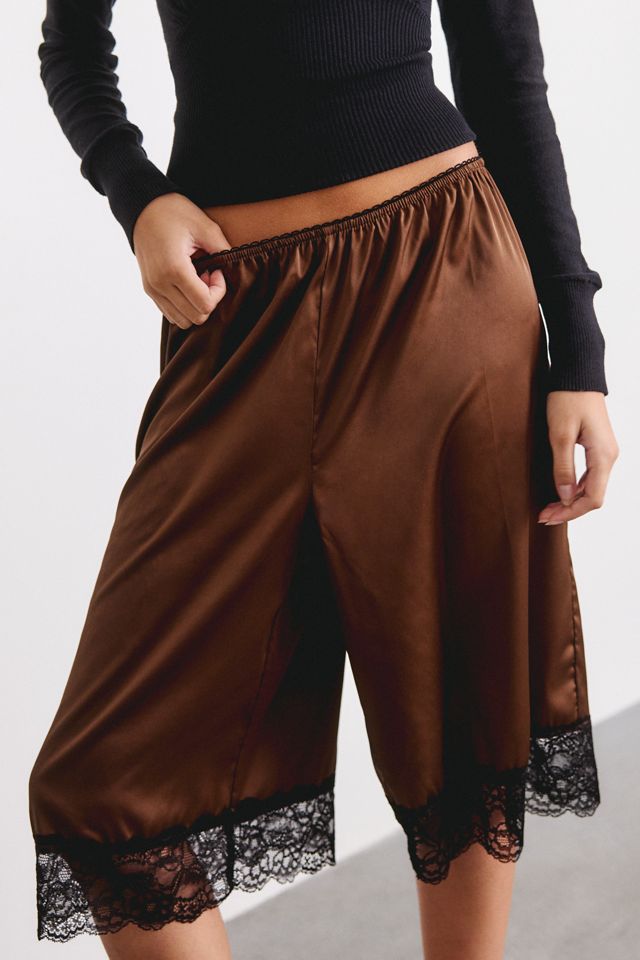 Kimchi Blue Tierra Lace Trim Satin Long Shorts #1
