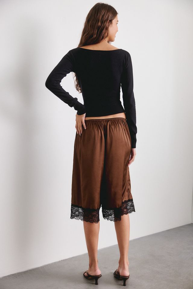 Kimchi Blue Tierra Lace Trim Satin Long Shorts #2