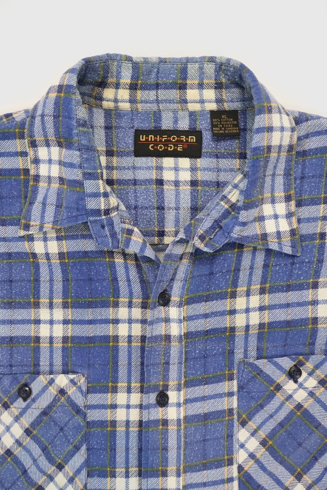 Vintage Blue Plaid Button-Down Shirt #2