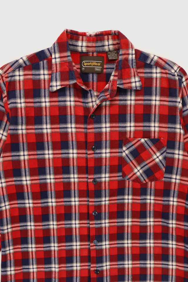 Vintage Red Plaid Button-Down Shirt #1