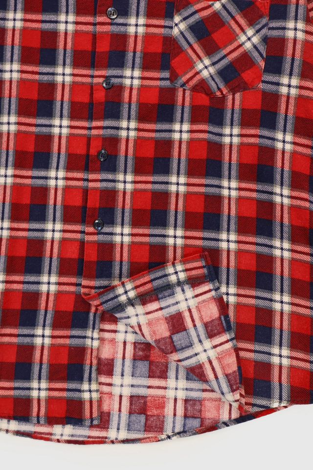 Vintage Red Plaid Button-Down Shirt #3