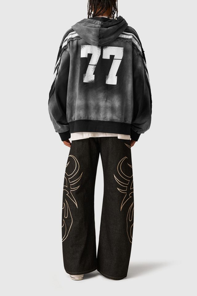 Aelfric Eden Boxy fit 77 Stripe Zip Hoodie – Acid Wash #2