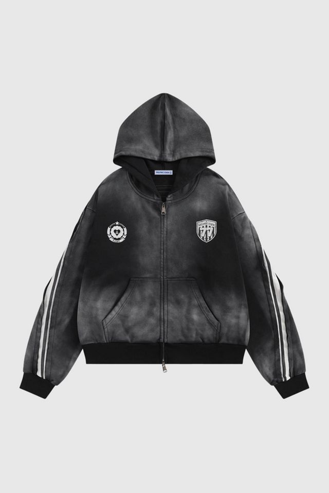 Aelfric Eden Boxy fit 77 Stripe Zip Hoodie – Acid Wash #3