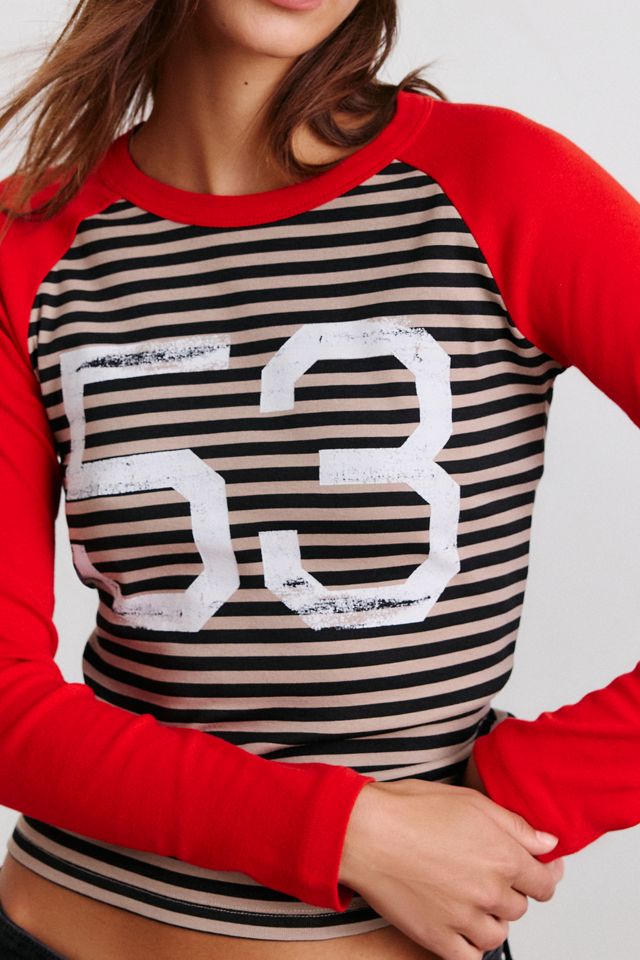 53 Graphic Striped Long Sleeve Raglan Tee #1