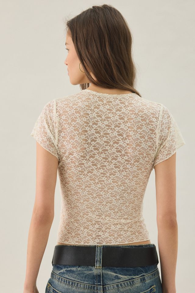 Lioness Love Letters Keyhole Semi-Sheer Lace Top #3