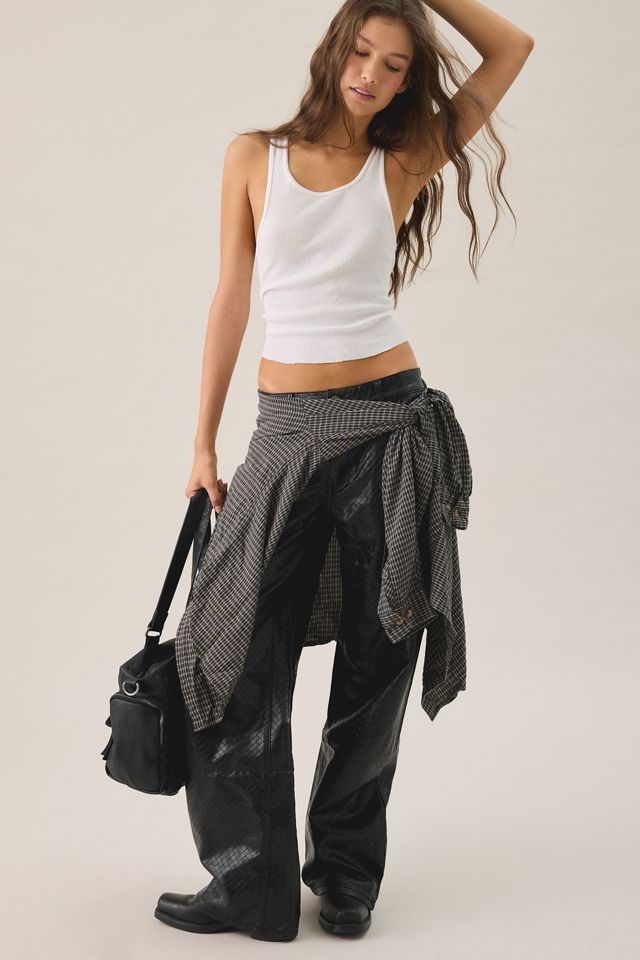Lioness Top Model Embossed Faux Leather Baggy Straight Leg Pants #1