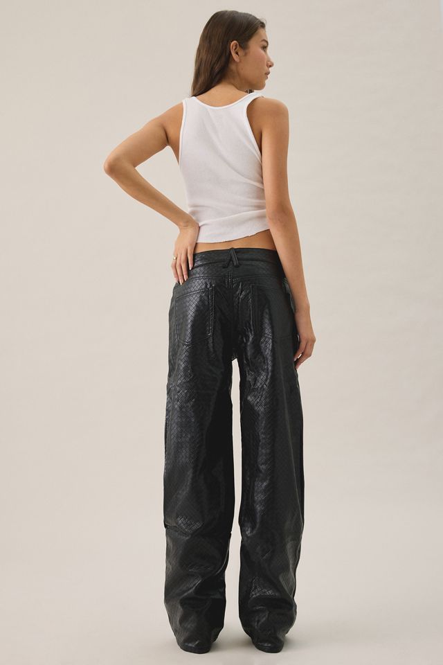 Lioness Top Model Embossed Faux Leather Baggy Straight Leg Pants #3
