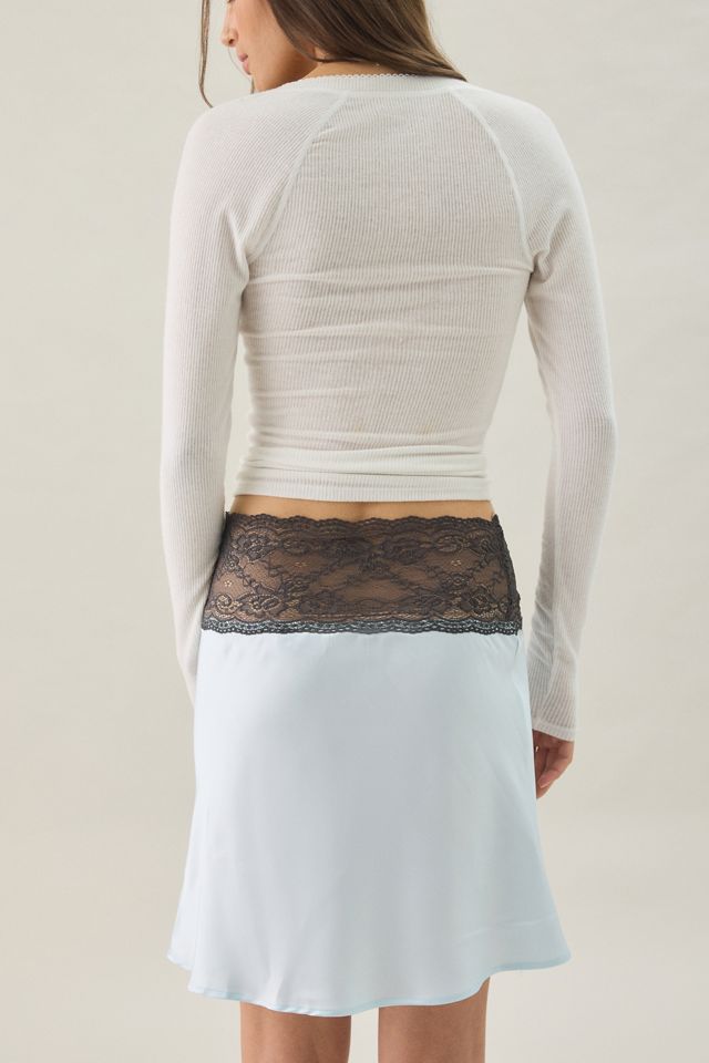 Lioness Under The Covers Lace Trim Satin Midi Skirt #3