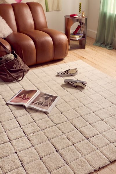 Woolable Mosaic Checkered Washable Wool Rug