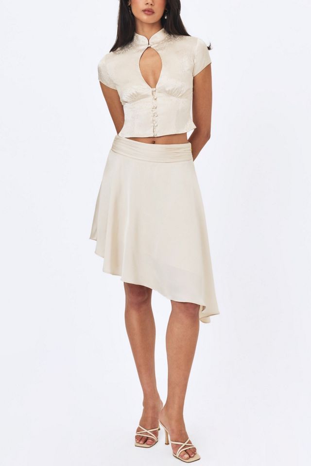 Miss Circle Galina Satin Asymmetrical Midi Skirt #3