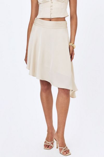Miss Circle Galina Satin Asymmetrical Midi Skirt