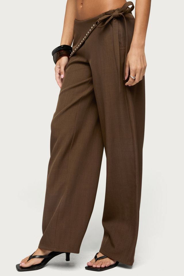 Edikted Avery Studded Foldover Straight Leg Pants #1
