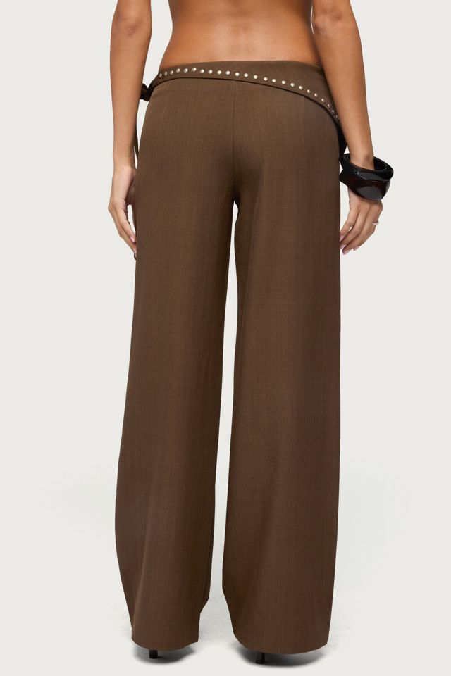 Edikted Avery Studded Foldover Straight Leg Pants #2