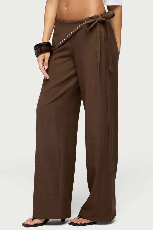 Edikted Avery Studded Foldover Straight Leg Pants #3