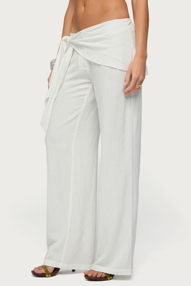 Edikted Suki Sarong Belt Linen Look Pants #1