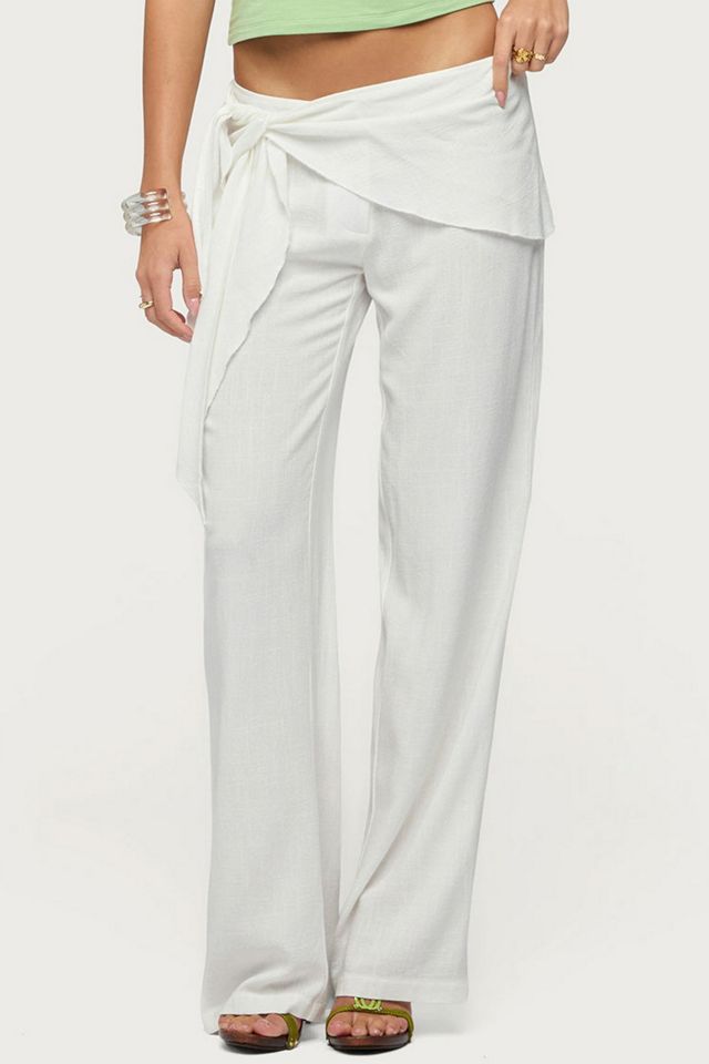 Edikted Suki Sarong Belt Linen Look Pants #3