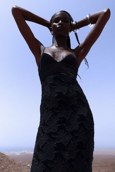 Miss Circle Quinsley Velvet Crystal Lace Maxi Dress