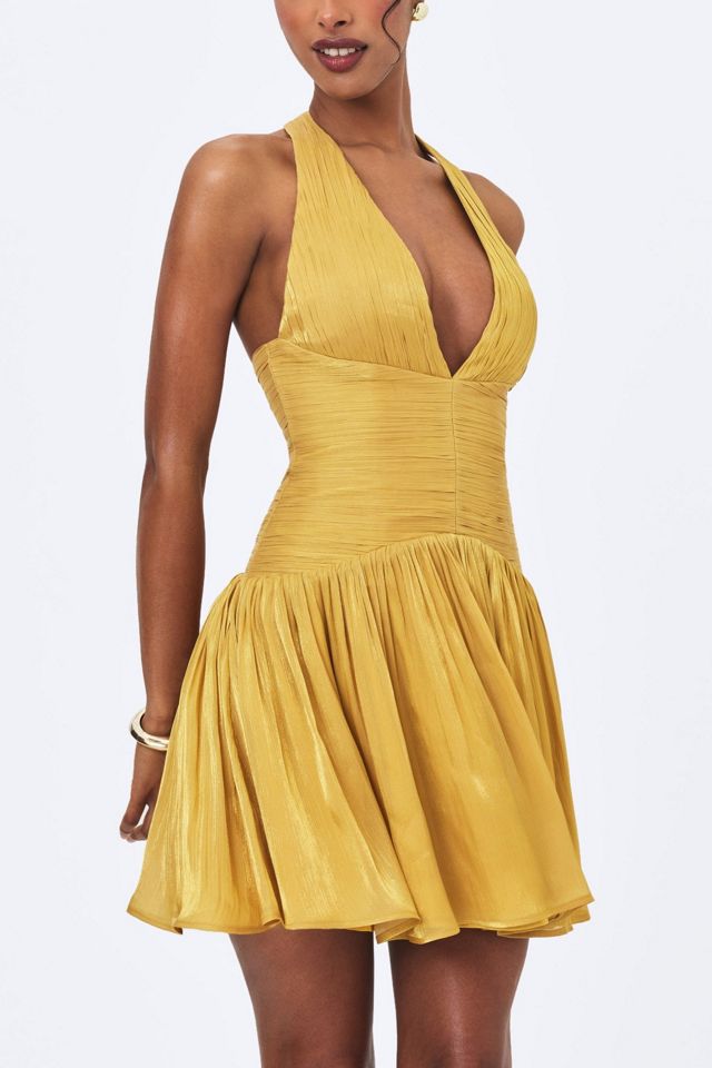 Miss Circle Xavia Crystal Organza Plunging Halter Mini Dress #2