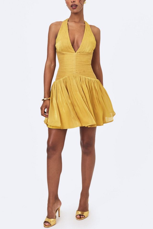 Miss Circle Xavia Crystal Organza Plunging Halter Mini Dress #3