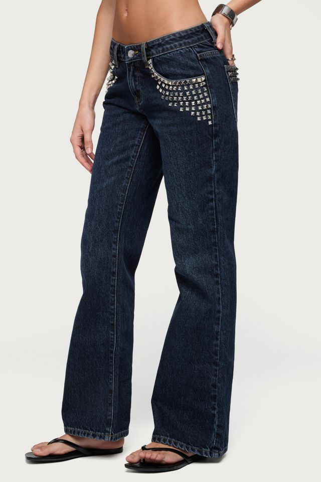 Edikted Tyler Studded Low Rise Bootcut Jeans #1