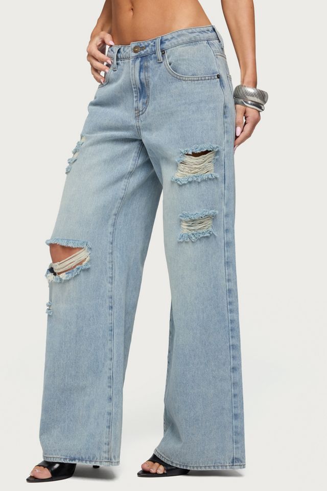Edikted Ellah Distressed Low Rise Baggy Jeans #1