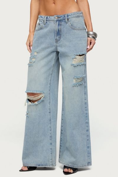 Edikted Ellah Distressed Low Rise Baggy Jeans