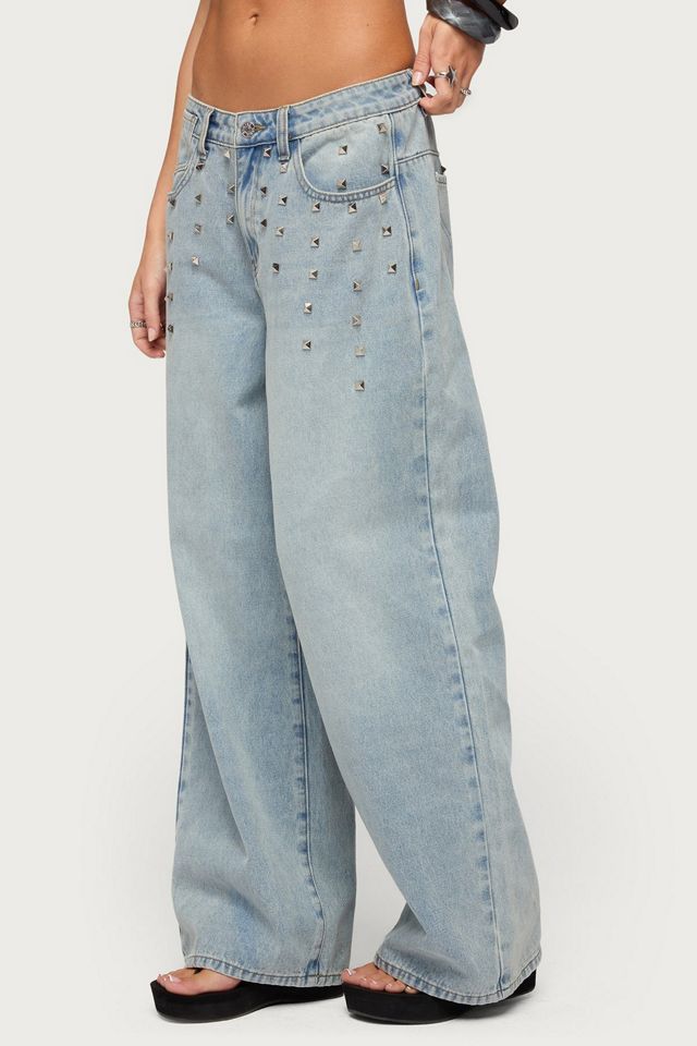 Edikted Oaklee Studded Low Rise Baggy Jeans #1