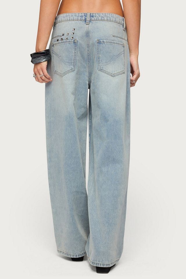 Edikted Oaklee Studded Low Rise Baggy Jeans #2