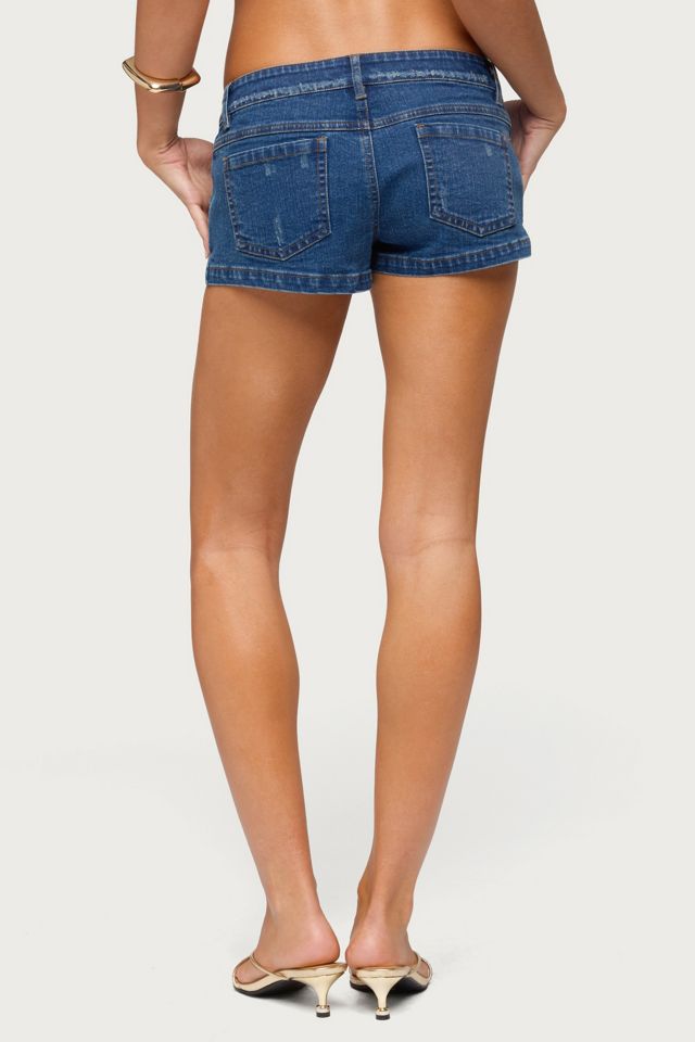 Edikted Mclaine Stitched Low Rise Denim Shorts #3