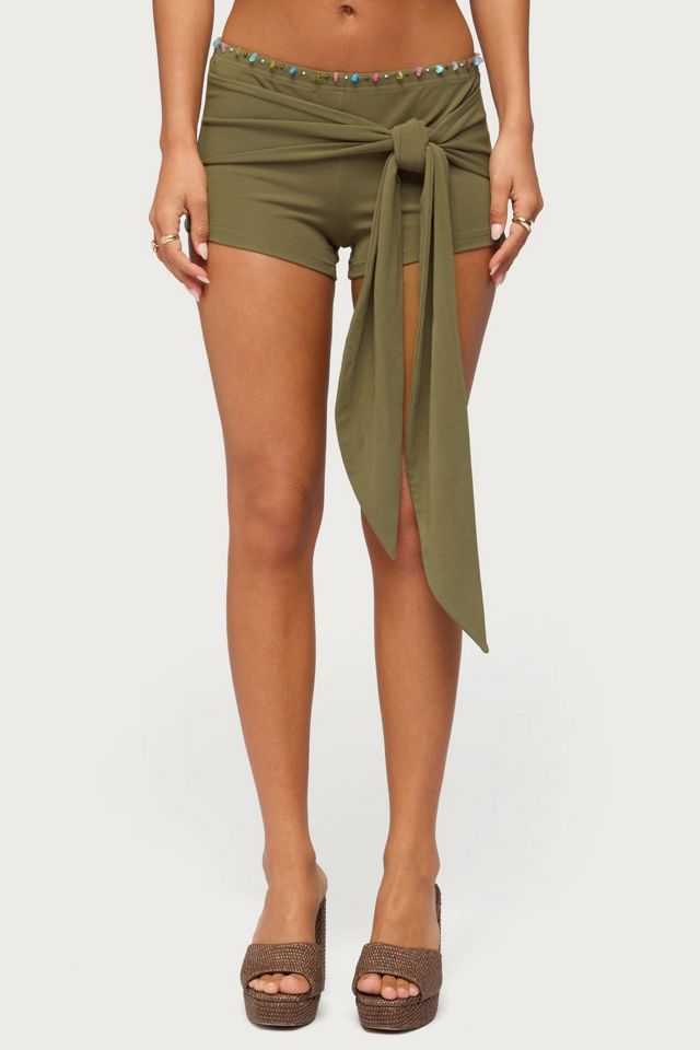 Edikted Monroah Bead Low Rise Shorts #1